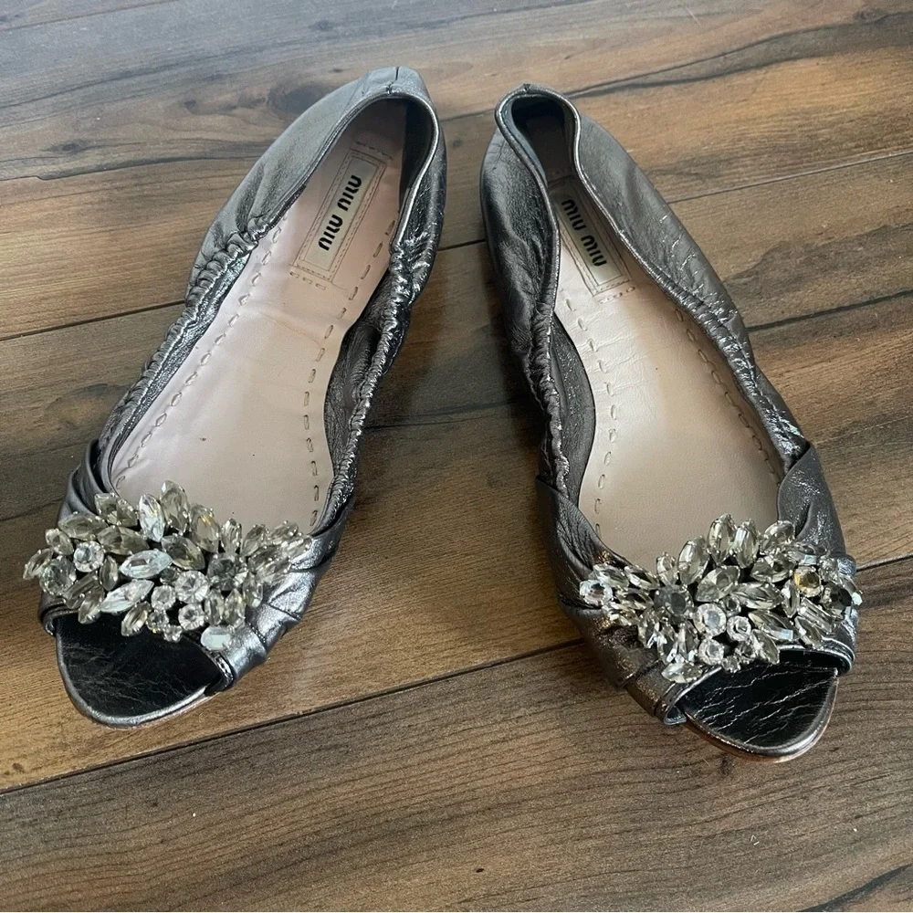 Miu Miu - silver ballerina flats size 36.5 EU​​
